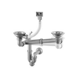   Lefolyógarnitúra, bűzelzáró szifonnal, 1,5 - 2 medencés 3 1/2" rozsdamentes mosogatóhoz