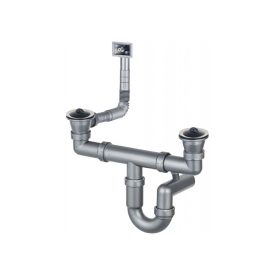  Lefolyógarnitúra, bűzelzáró szifonnal, 2 medencés 1 1/2" rozsdamentes mosogatóhoz