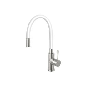   Ferro BZA4WSS Zumba matt króm fehér csaptelep flexibilis kifolyócsővel